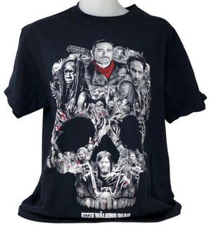 The Walking Dead Men's Medium Black T-shirt 2016 AMC Cast In Form Of Skull
