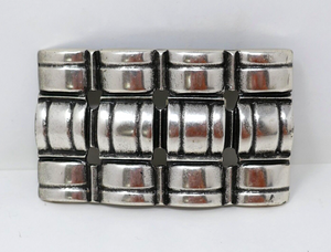 Shirt Box Silver Rectangular Belt Buckle