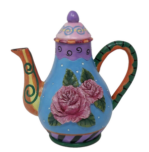 Milson & Louis Floral Design Hand Painted Teapot RARE