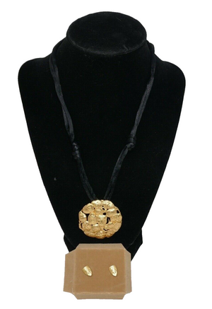 Museum of Fine Arts MFA Gold Tone Pendant Faces Masks Necklace & Earrings Set