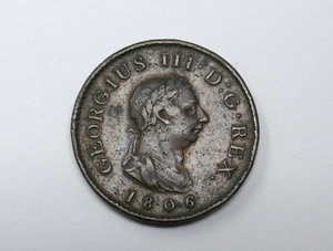 Great Britain 1806 George III Copper 1/2 Penny Coin