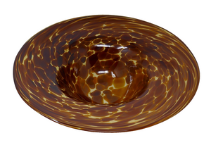 Murano Amber Tortoise Shell Motif Hand Blown Glass Centerpiece Bowl