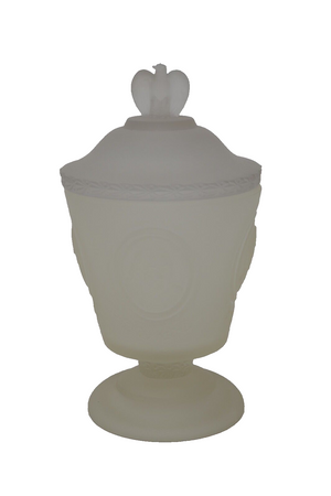 Fenton Satin Glass 1976 Disciples of Democracy Footed Embossed Compote