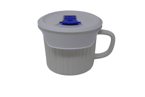 Corningware 20-Ounce French White Oven Safe Stoneware Meal Mug with Vented Lid