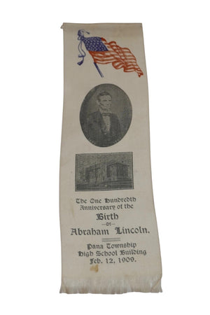 One Hundredth Anniversary of the Birth of Abraham Lincoln 1909 Silk Ribbon RARE