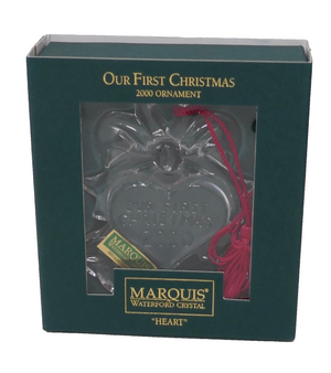 Marquis by Waterford Crystal Our First Christmas 2000 Heart Ornament
