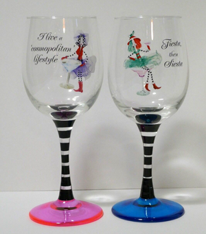 Bradford Exchange Stylish Dolly Mama’s Happy Hour 12 oz. Glassware Set #3 NRFB