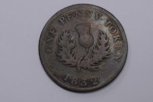 Nova Scotia 1832 George IV One Penny 1 Penny Copper Coin