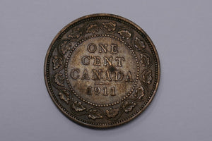 Canada 1911 George V One Cent Godless Bronze Coin