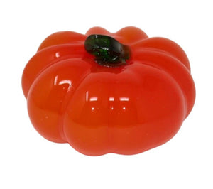 Hand Blown Art Glass Large Orange Pumpkin Vegetable Glass Paperweight Decor
