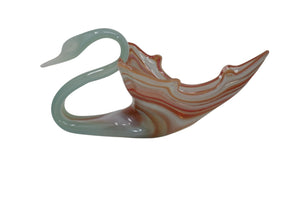 Sooner Art Glass Murano Style Swan Hand Blown Swirl MCM Bowl Vase