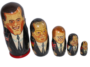 Political Nesting Dolls ~ Bush, Mitterrand, Kohl, Major, Gorbachev RARE