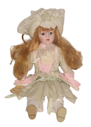 Enesco 1984 Nostalgic Doll W/ Porcelain Head, Hands, & Feet Merry Beth