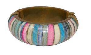 Colorful Brass Pull Pin Hinged Bangle Bracelet