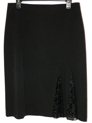 Apostrophe Essentials Black Lace Pleat Pencil Skirt Size 12