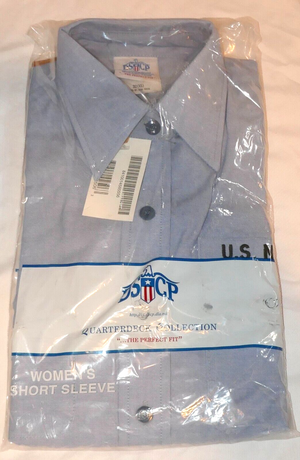 DSCP Quarterdeck Lite Blue Women's Short Sleeve Utility Work Shirt Size 32 NWT