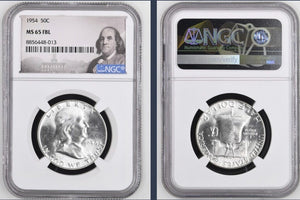 U.S Mint 1954 Franklin Half Dollar 50c Silver Coin NGC MS65 FBL