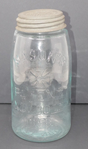 Mason's Patent Nov 30th 1858 Hero Cross Jar with Ball Zinc Lid