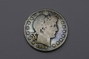 U.S Mint 1909-S Barber Half Dollar 50C Silver Coin TONING