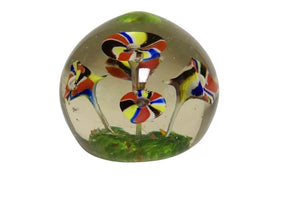 Bohemian Glass Art Paperweight Colorful Upright Icepick Flowers