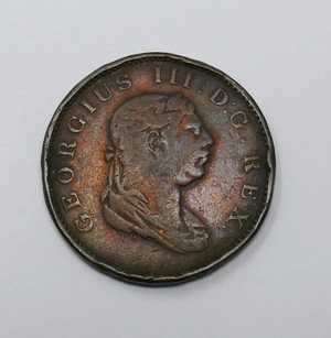 Demerara and Essequibo 1813 George III Half Stiver 1/2 Copper Coin LOW MINTAGE
