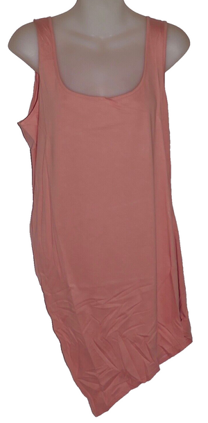 DKNYC Cotton Tank Top Hi Low Asymmetrical Hem Size L ~ Pink