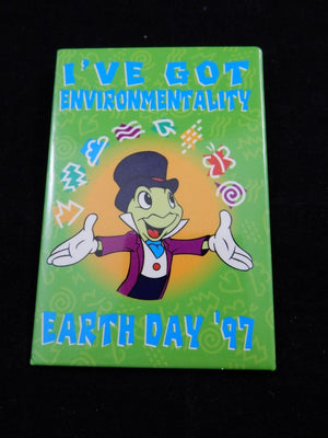 Disney Earth Day 1997 Jiminy Cricket Pin Button