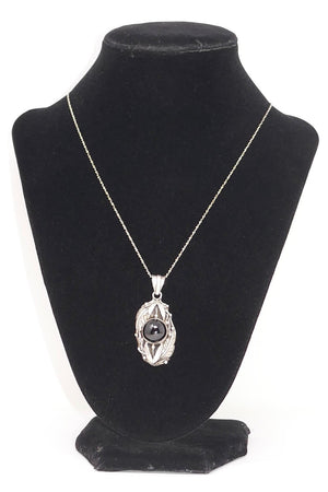 925 Sterling Silver Onyx Gemstone Pendant & 23" Chain Necklace