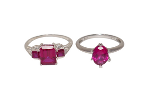STS 925 Sterling Silver Ruby Rings Size 6 & 7
