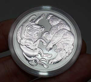 Australia 2020 Queen Elizabeth II Silver Bull and Bear 1 Dollar Coin LOW MINTAGE