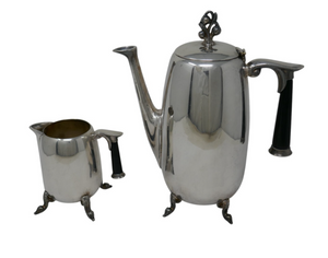 LBNY Vintage Silver On Copper Tea Pot with Creamer