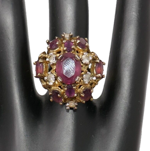 Sterling Silver 925 Vermeil Gemstone Cocktail Ring Size 6