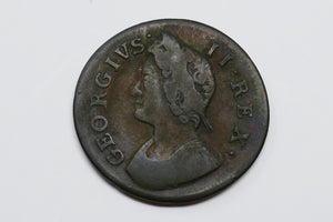 Great Britain 1739 Charles II Farthing 1/4 Penny Copper Coin LAST YEAR