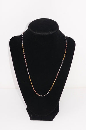 925 Sterling Silver Tricolor Cable Chain Necklace