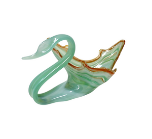 Sooner Art Glass Murano Style Swan Hand Blown Swirl MCM Bowl