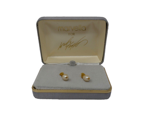 Marvella for Lord & Taylor Gold Tone Faux Pearl Dangle Pierced Earrings