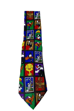 Looney Tunes 1997 Stamp Collection New Block Bugs Bunny Tweety Novelty Necktie
