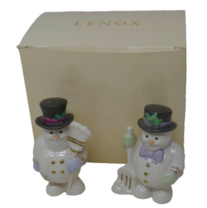 Lenox Fine Porcelain Snowman Salt and Pepper Shakers in Original Box