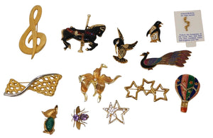 Gold Tone Brooch Pin Costume Jewelry Lot