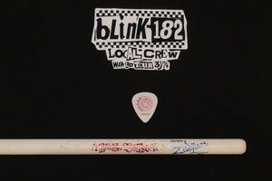 Blink 182 World Tour 23 24 Local Crew XL T-Shirt w Guitar Pick & Drum Stick