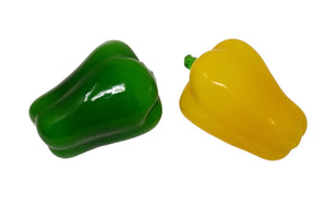 Hand Blown Art Glass Green Yellow Bell Peppers Vegetable Glass Paperweight Decor