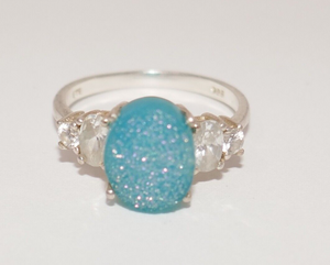 STS 925 Sterling Silver Quartz & Cubic Zirconia Ring Size 7
