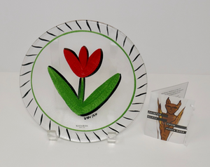 KOSTA BODA Ulrica H-Vallien Handpainted Red Tulip 7 1/2" Tulipa Plate #79202