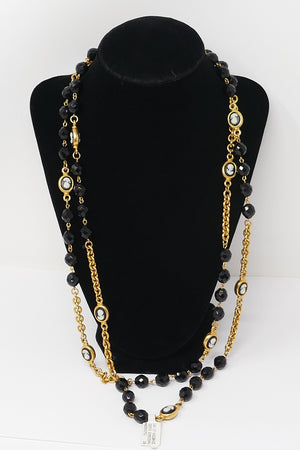 Carolee Gold Tone & Black Silhouette Necklace