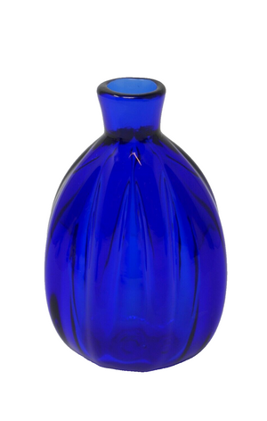 MMA Artist Signed Cobalt Blue Hand Blown Art Glass Fluted Bud Vase