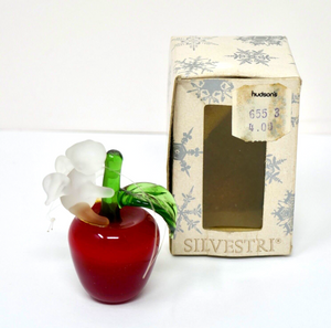 Silvestri Glass Red Apple with Frosted Flying Animal on Stem Ornament