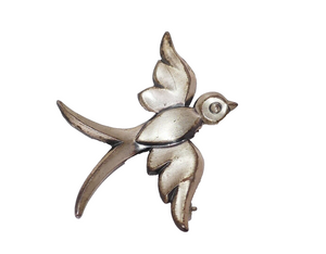 Jewel Art Sterling Silver Bird Brooch Pin RARE
