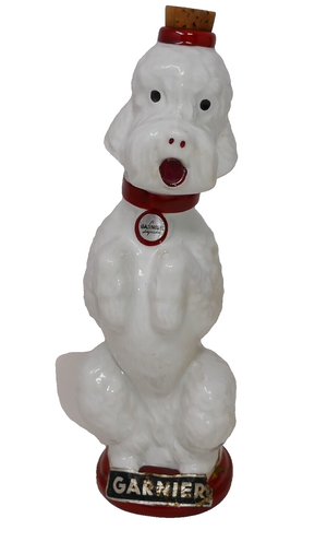 Garnier Liquor White French Poodle Collectible Empty Decanter