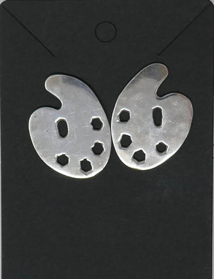 Mexico 925 Sterling Silver Artist Palette Pierced Earrings