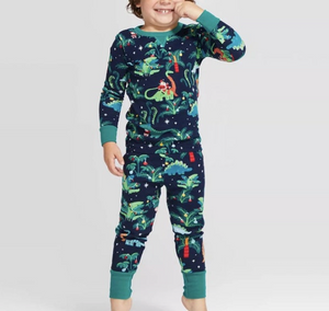 Jurassic Dinosaurs Santa Claus Christmas Sleepwear Pajamas Size 2Y